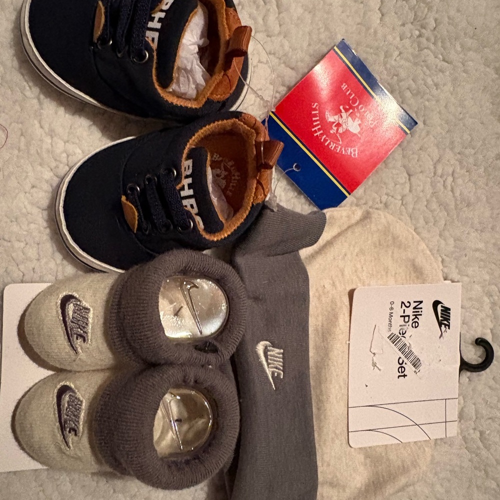 Beverly Hills Polo Club baby Sneakers Nike booties and hat new